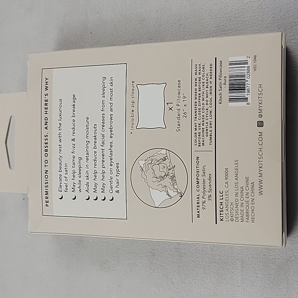 Kitsch The Satin pillowcase standard size in Aura 26" x 19" - Picture 5 of 5